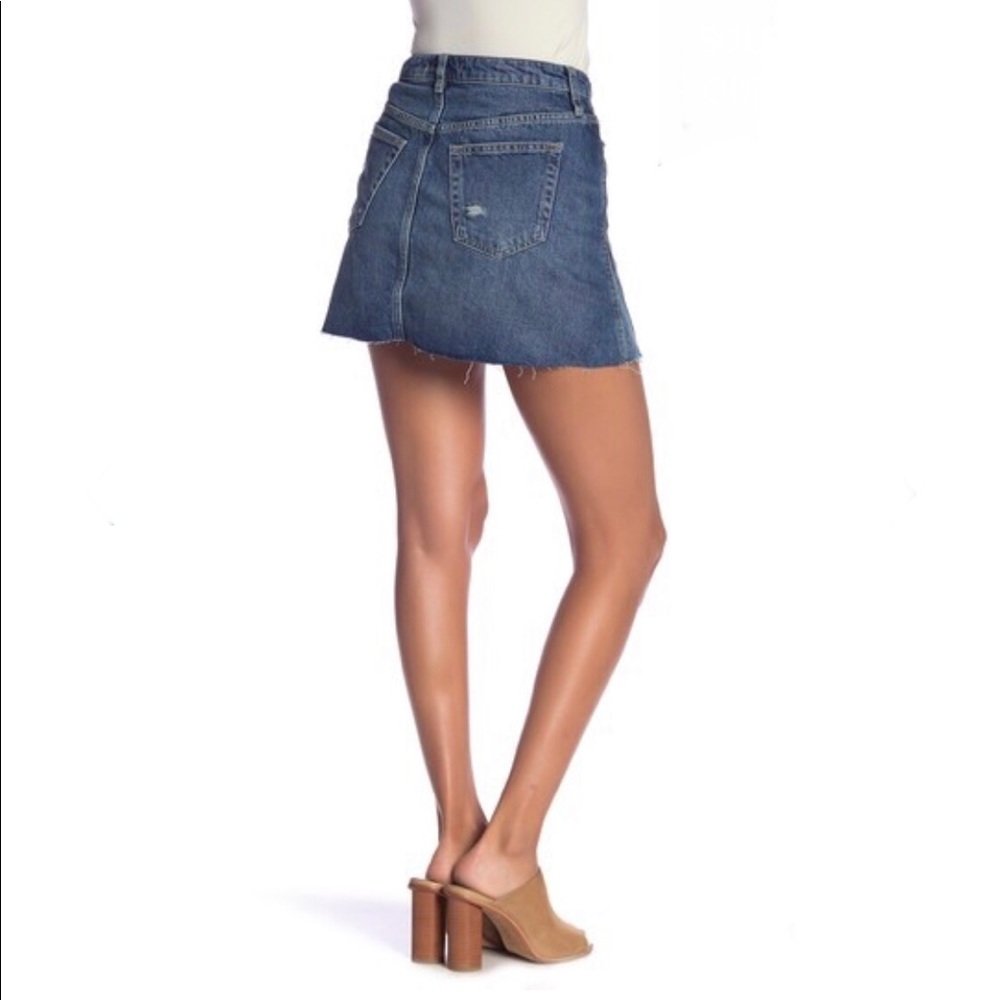 Free People Distressed A-Line Denim Miniskirt - Picture 2 of 8